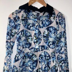 Nasty Gal Collection See Through Collared Shirt Top Blouse Blue Size XXS EUC